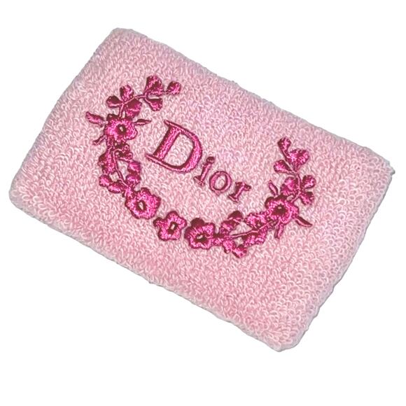 VTG Christian Dior Pink Logo Terry Cloth Sweat Band Sport Wristband Bracelet - Picture 6 of 13